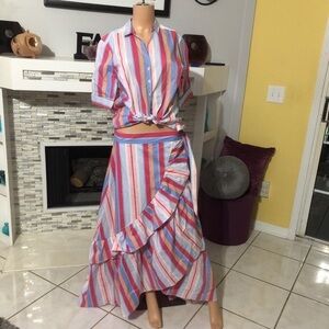 NWT 7th Avenue NY&C striped 2pc set size L